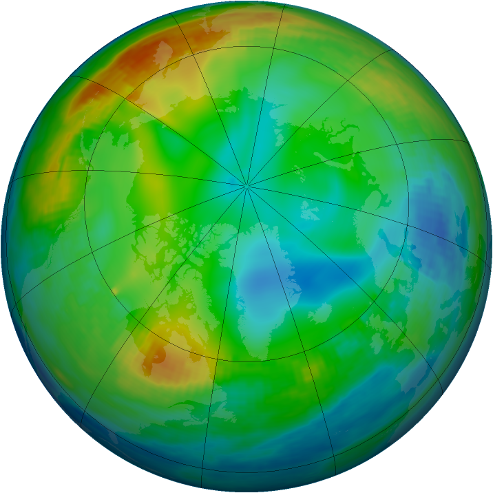 Arctic ozone map for 11 December 1982